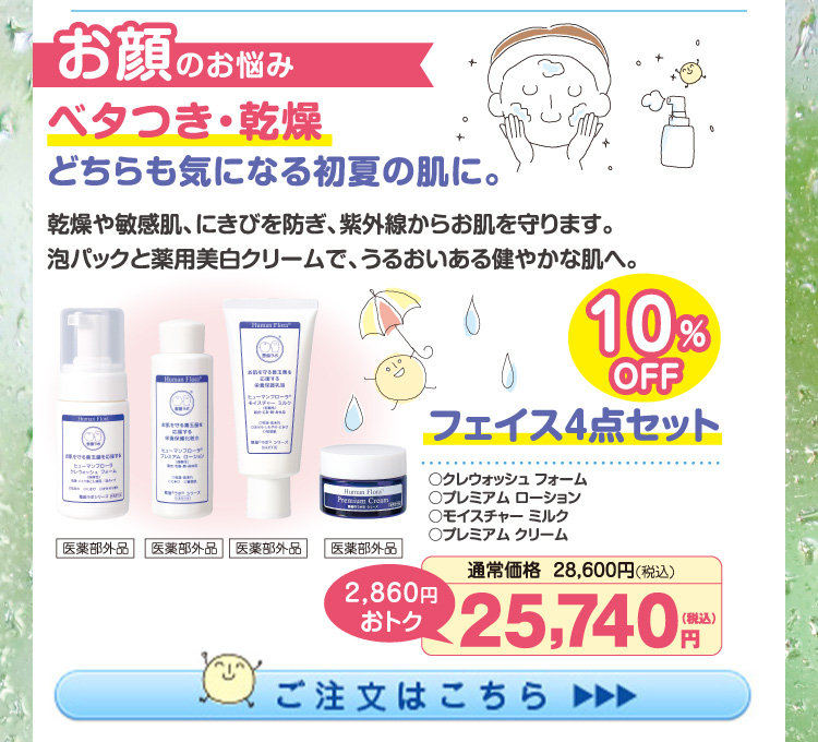フェイス4点ｾｯﾄ10%OFF(ｸﾚｳｫｯｼｭ･ﾛｰｼｮﾝ･ﾐﾙｸ･ｸﾘｰﾑ) 25,740円（税込）